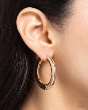 Circling Chariot - Gold - Paparazzi Hinge Hoop Earrings - October 2024 Possible Pop-Up Shop Exclusive