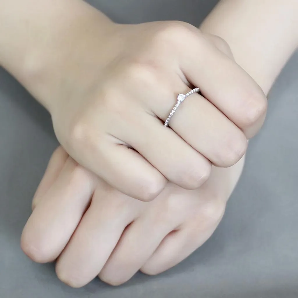 CJ343 Wholesale Women's Stainless Steel AAA Grade Cubic Zirconia Clear Solitaire Minimal Bubble Ring