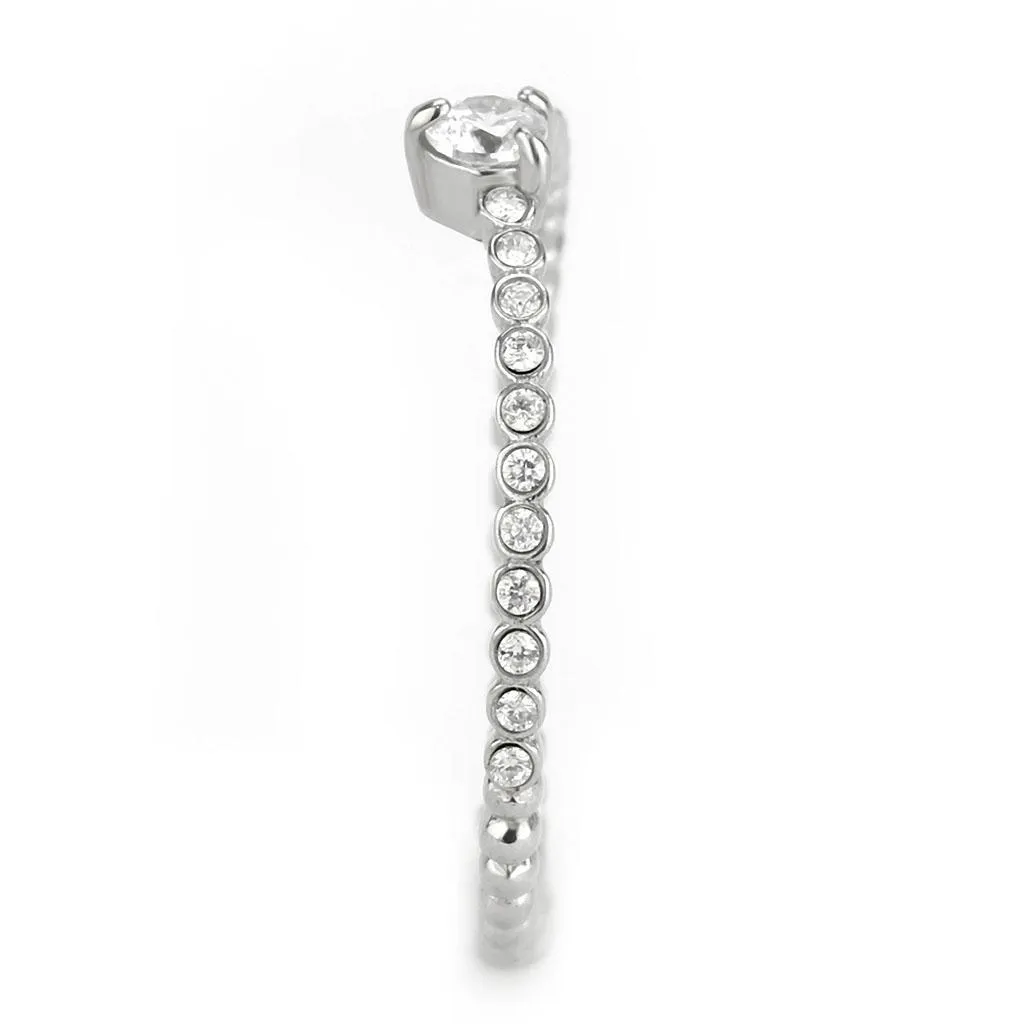 CJ343 Wholesale Women's Stainless Steel AAA Grade Cubic Zirconia Clear Solitaire Minimal Bubble Ring