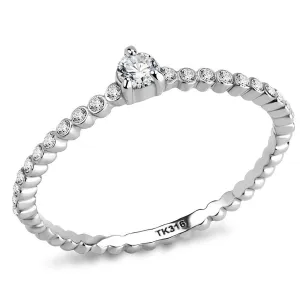 CJ343 Wholesale Women's Stainless Steel AAA Grade Cubic Zirconia Clear Solitaire Minimal Bubble Ring