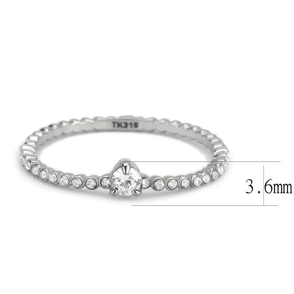 CJ343 Wholesale Women's Stainless Steel AAA Grade Cubic Zirconia Clear Solitaire Minimal Bubble Ring