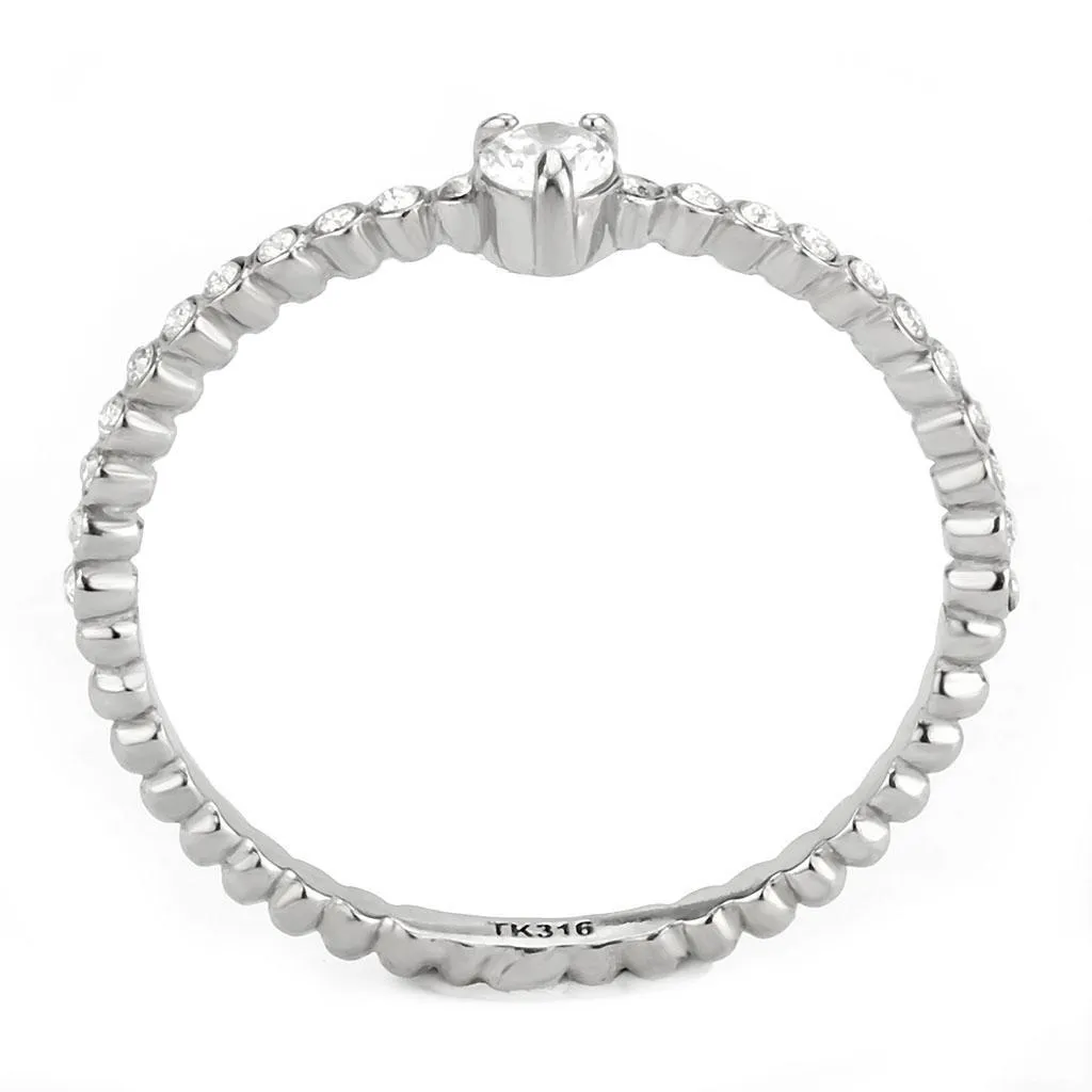 CJ343 Wholesale Women's Stainless Steel AAA Grade Cubic Zirconia Clear Solitaire Minimal Bubble Ring