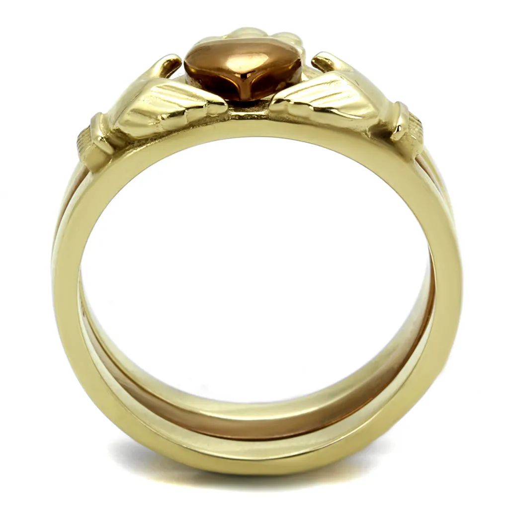 CJE2801 Wholesale Stainless Steel Claddagh 3 Pc Ring Set
