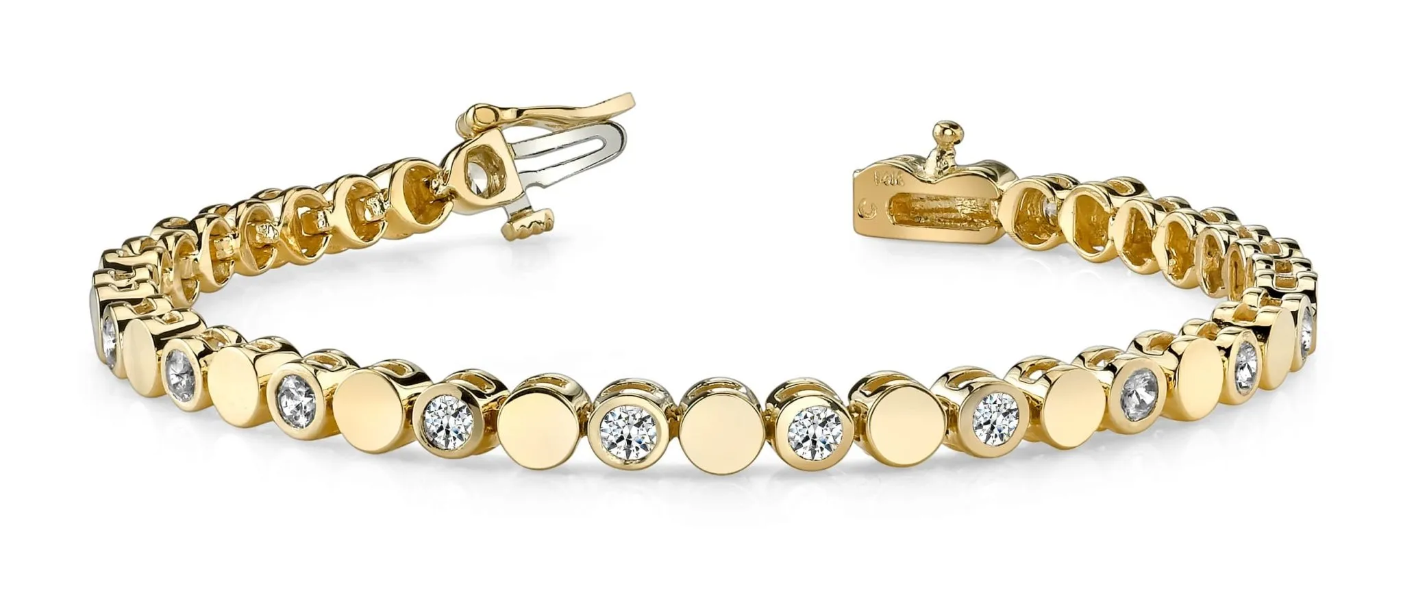 Classic Alternating Circle And Diamond Bracelet with 0.96 ct.(finished) 2.25mm