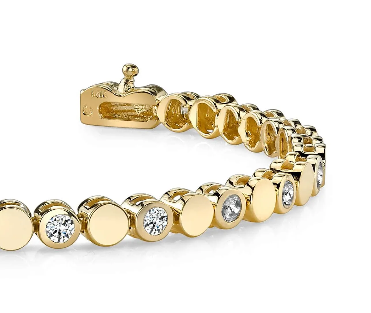 Classic Alternating Circle And Diamond Bracelet with 0.96 ct.(finished) 2.25mm