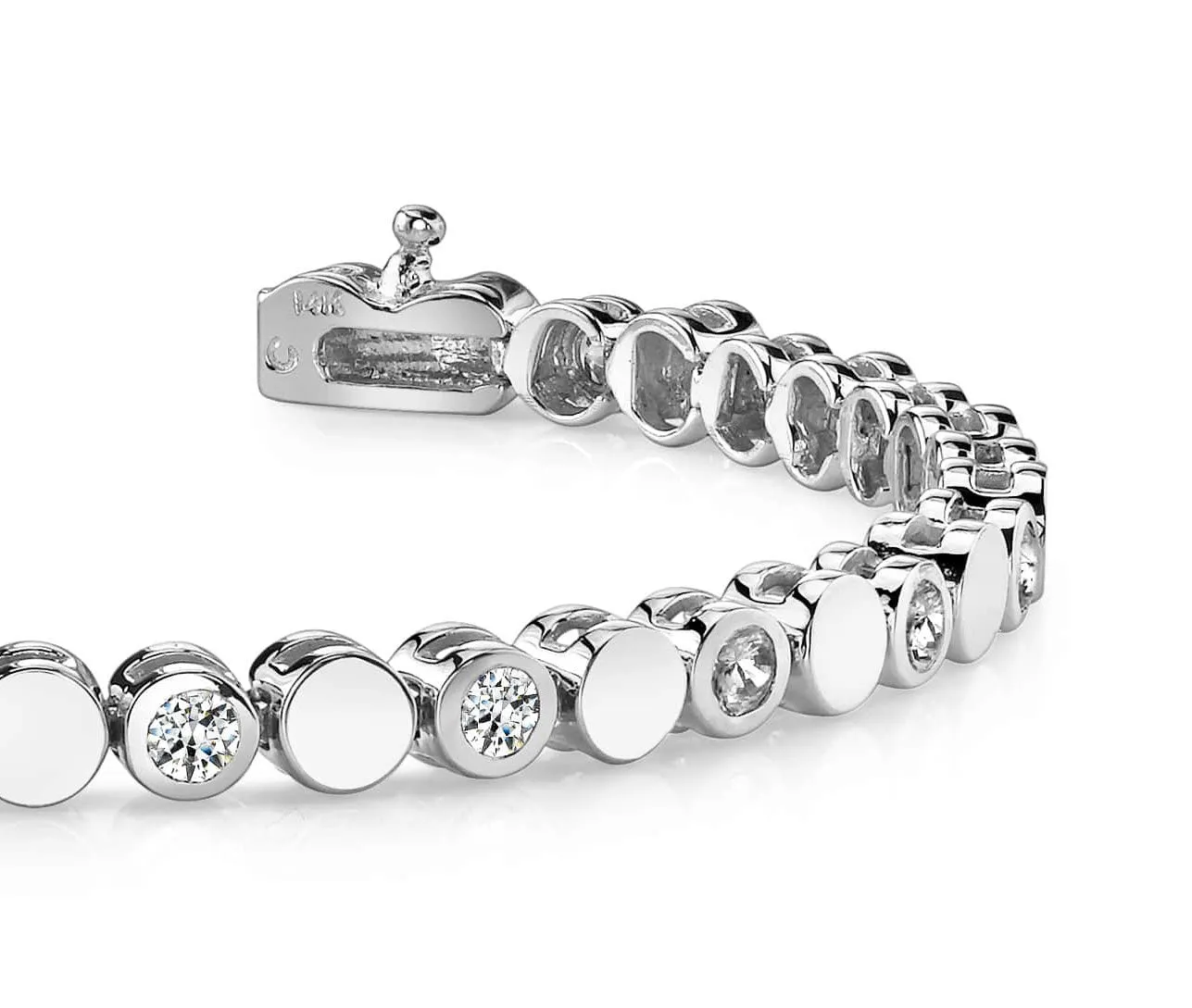Classic Alternating Circle And Diamond Bracelet with 0.96 ct.(finished) 2.25mm