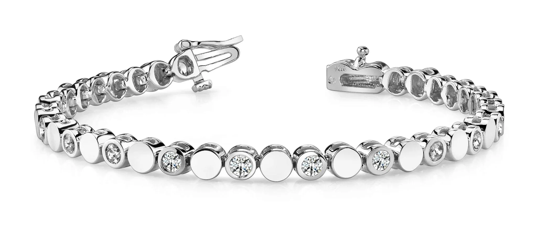 Classic Alternating Circle And Diamond Bracelet with 0.96 ct.(finished) 2.25mm