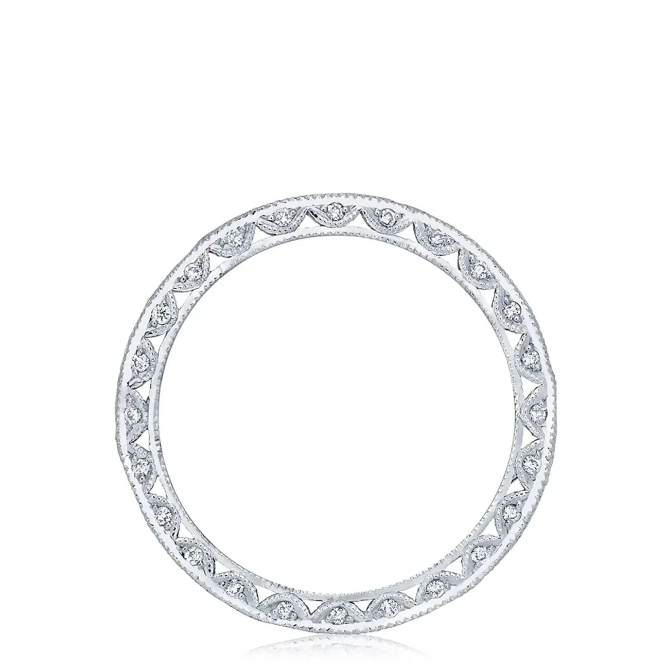 Classic Crescent Platinum Twist with Diamond Accent Wedding Band Ring
