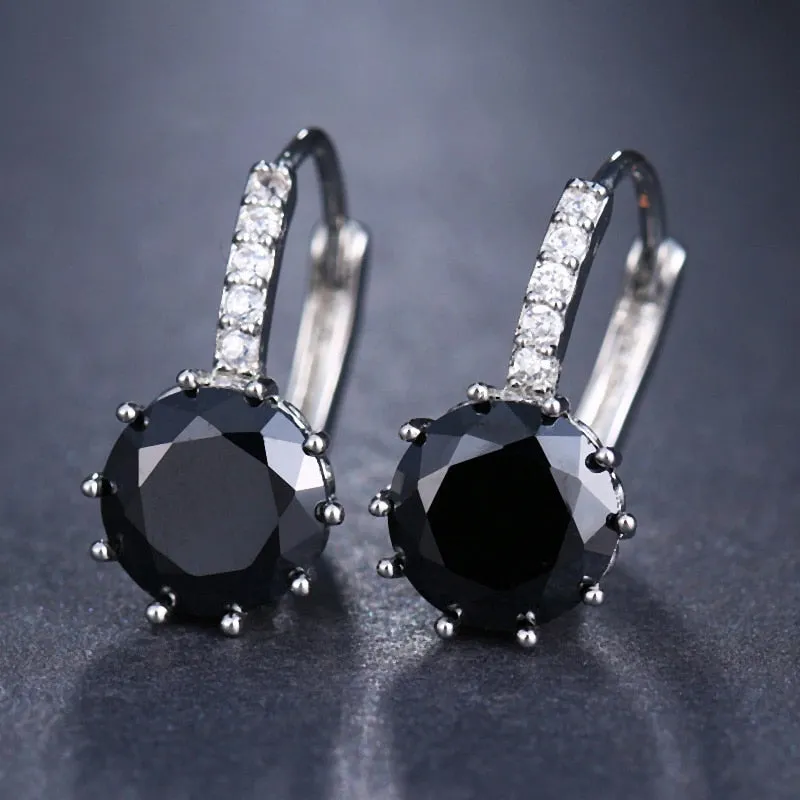 Classic Green Emerald Stud Earrings Round For Women Jewelry
