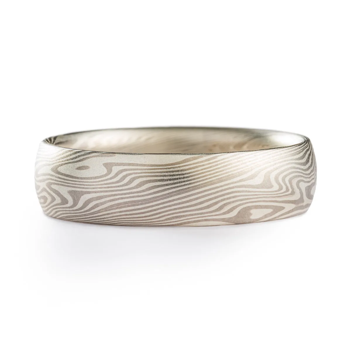Classic Mokume Gane Ring or Wedding Band in Twist Pattern and Ash Palette