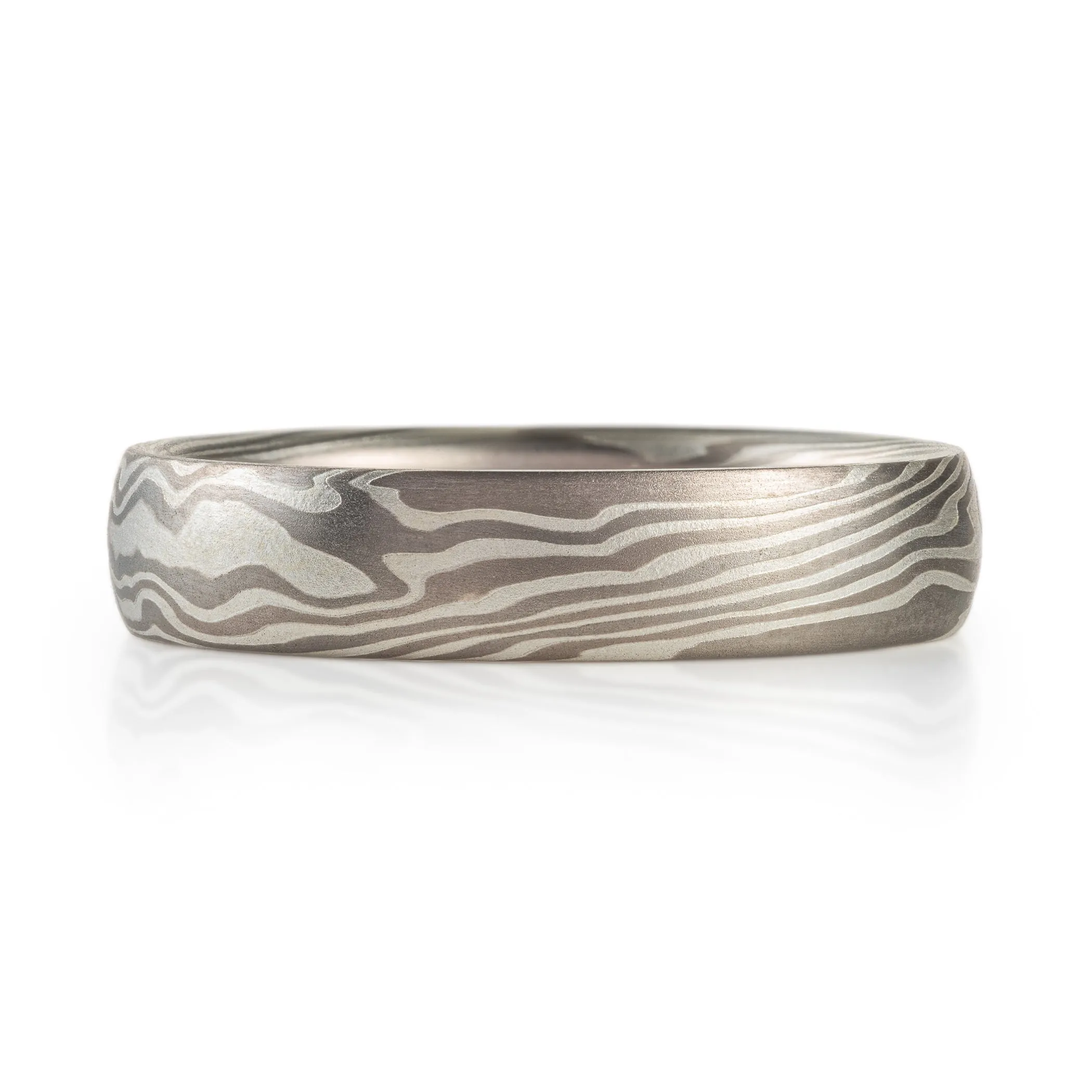 Classic Mokume Wedding Band in Smoke