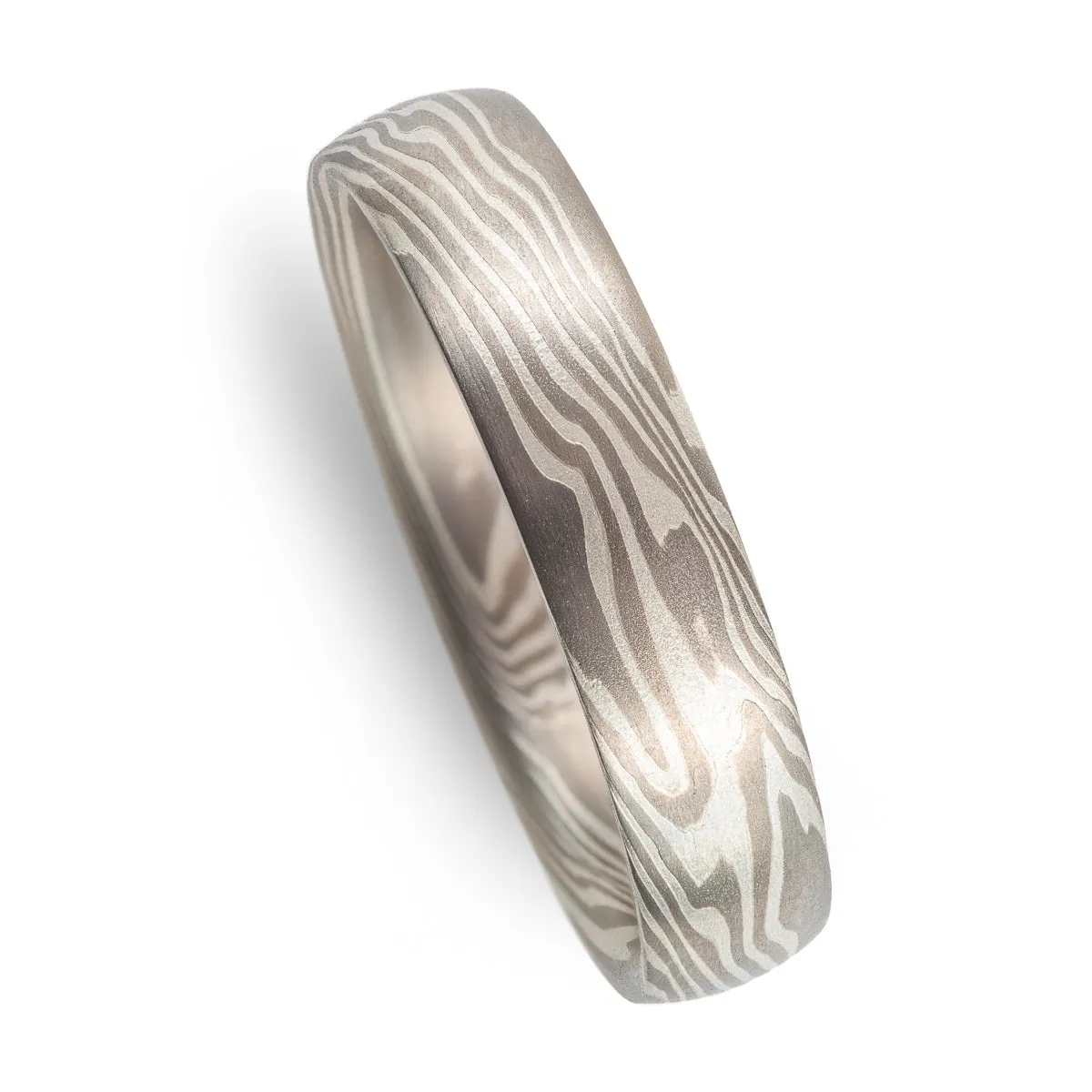Classic Mokume Wedding Band in Smoke