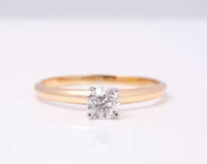 Classic Solitaire 14k Two Tone Natural Diamond Engagement Ring Size 9.5