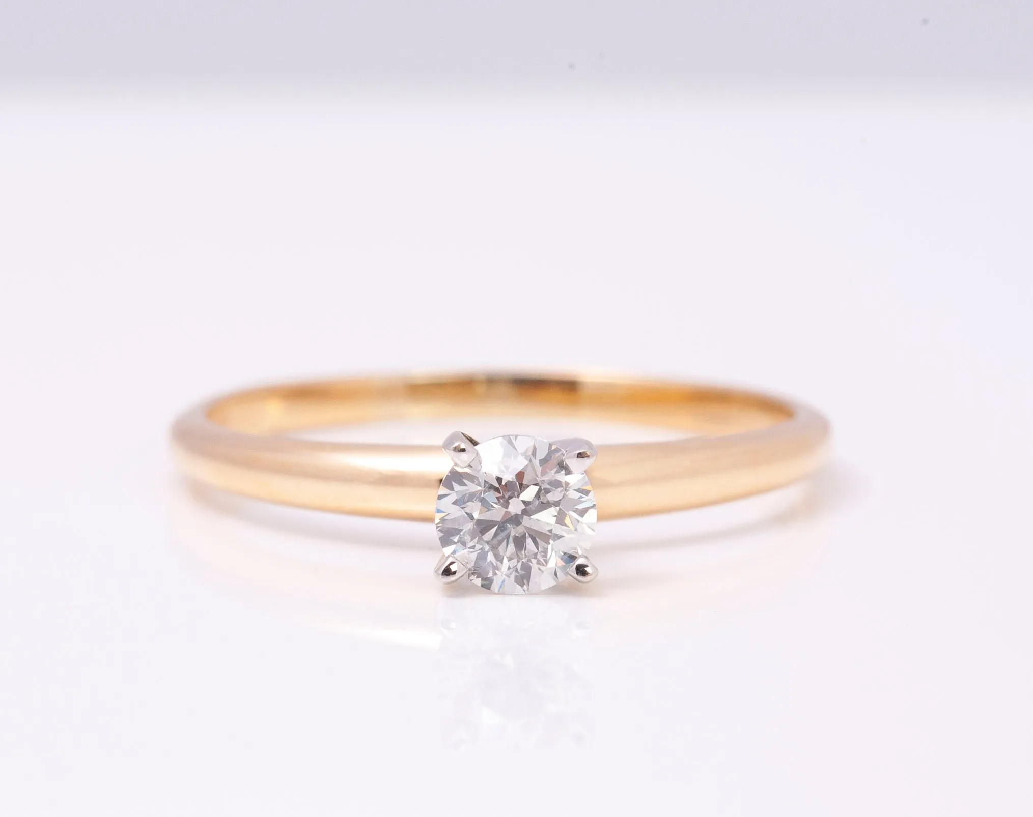 Classic Solitaire 14k Two Tone Natural Diamond Engagement Ring Size 9.5