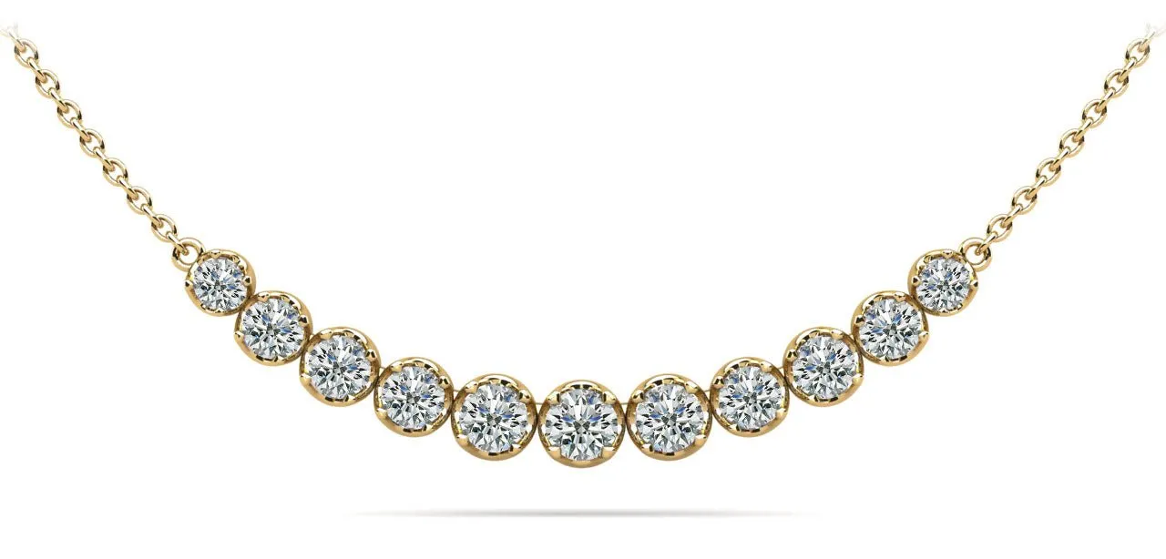Classic Strand Necklace With Graduated Diamonds And Diamond Chain  with 2.07 ct.(finished)