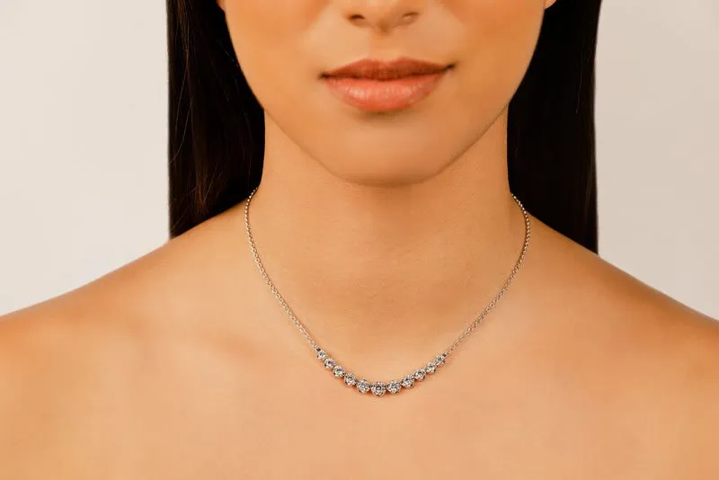 Classic Strand Necklace With Graduated Diamonds And Diamond Chain  with 2.07 ct.(finished)