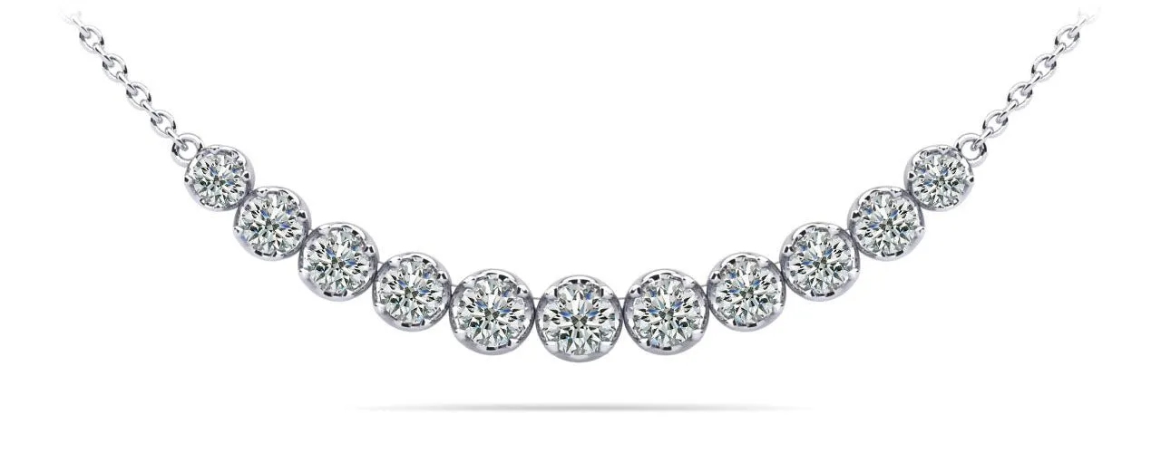 Classic Strand Necklace With Graduated Diamonds And Diamond Chain  with 2.07 ct.(finished)