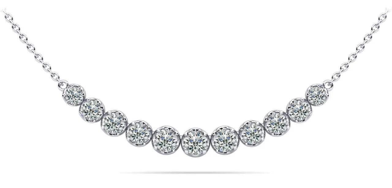 Classic Strand Necklace With Graduated Diamonds And Diamond Chain  with 2.07 ct.(finished)