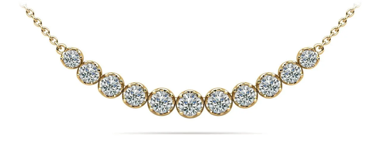 Classic Strand Necklace With Graduated Diamonds And Diamond Chain  with 2.07 ct.(finished)