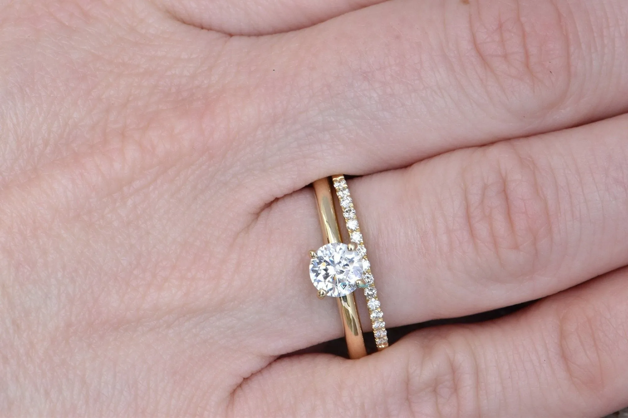 Classic wedding  set-Bridal set rings yellow gold-Solitaire wedding ring set-Promise ring
