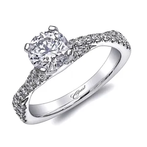 Coast Twist Shank Halo Diamond Engagement Ring