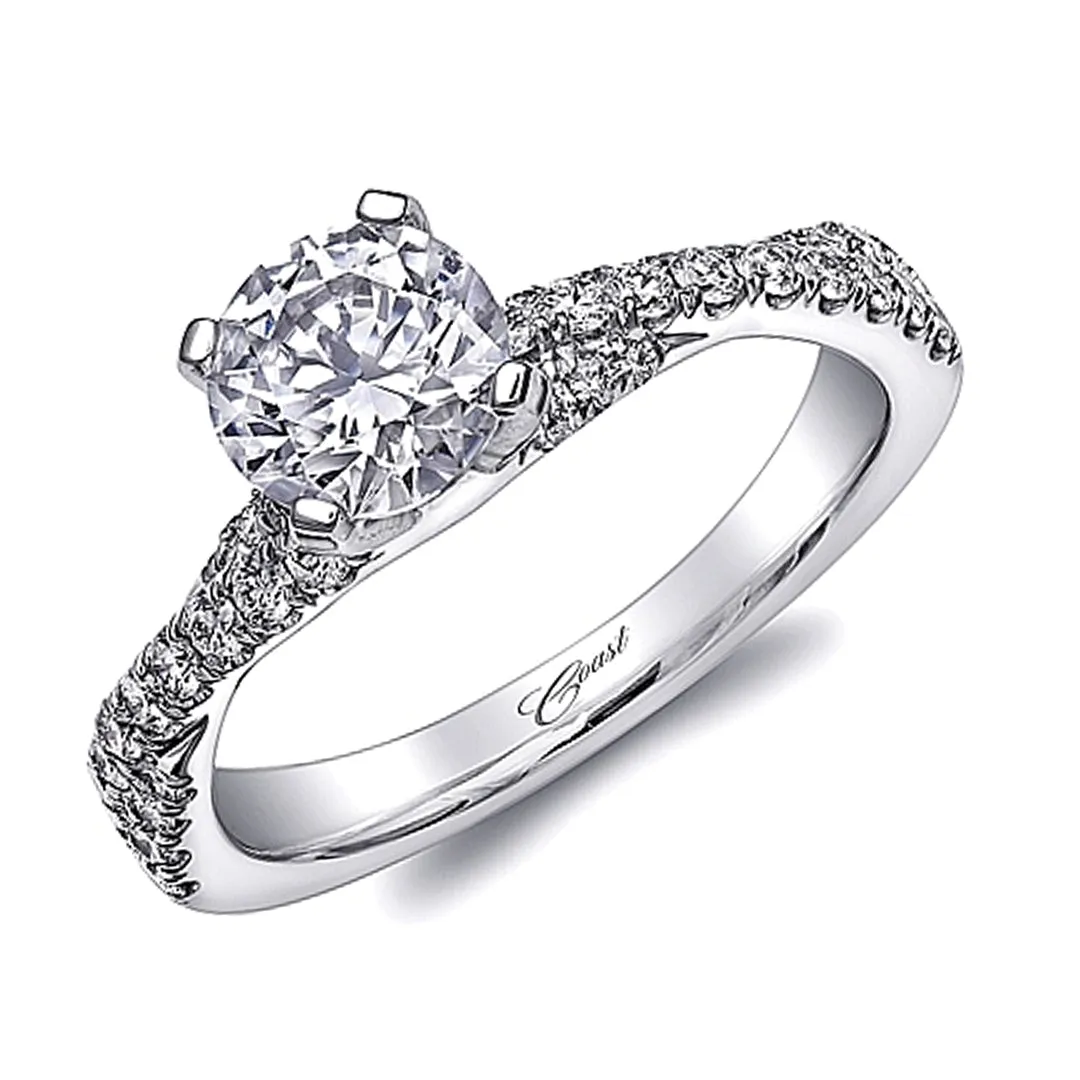 Coast Twist Shank Halo Diamond Engagement Ring