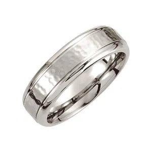 Cobalt 7mm Grooved Edge & Hammered Band Size 11