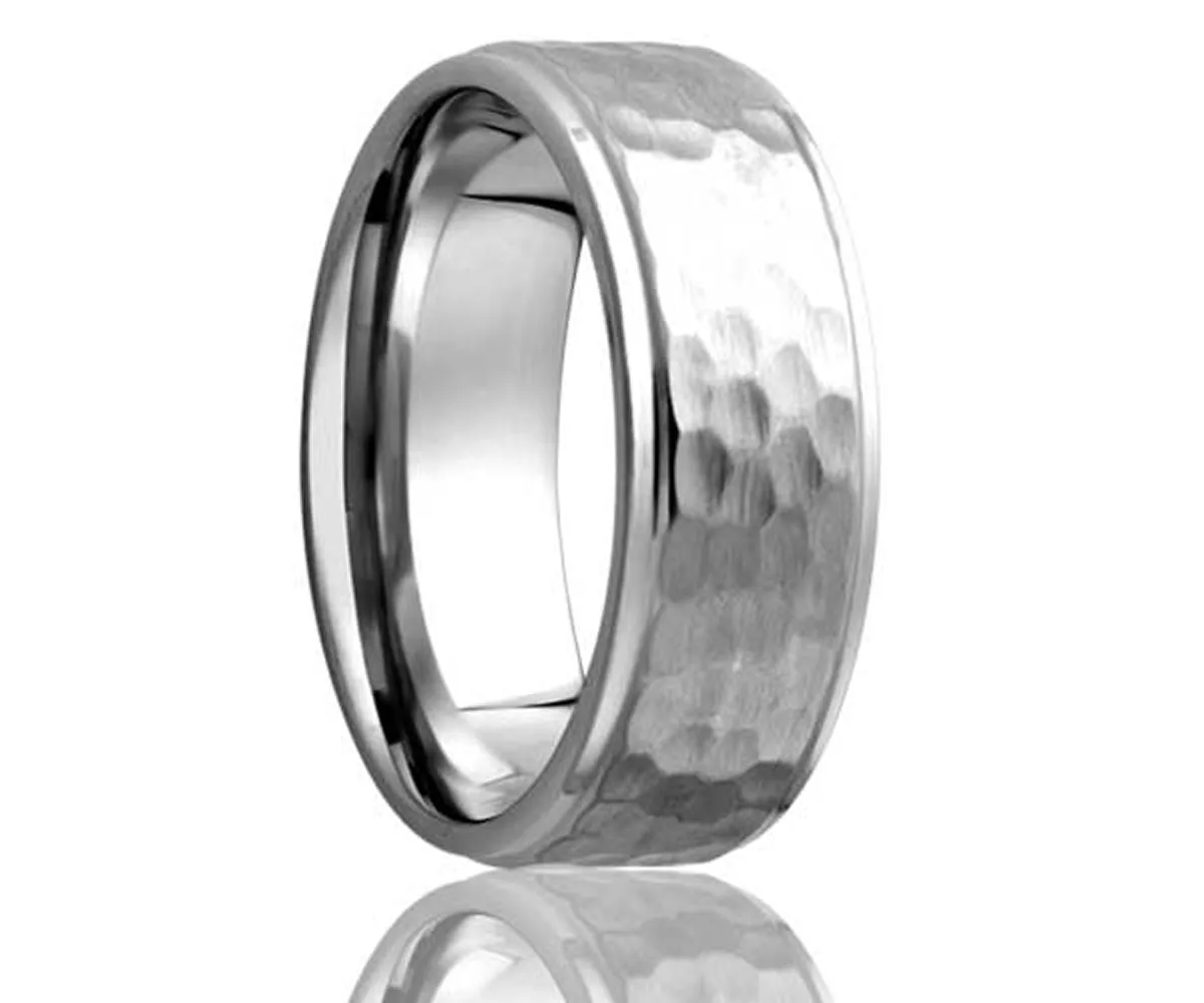 Cobalt Hammer Finish Step Edge Ring