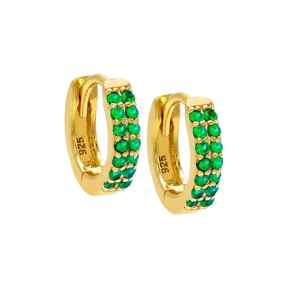 Colored Double Row Pavé Huggie Earring