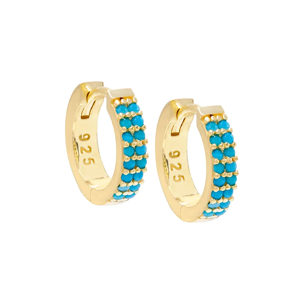 Colored Double Row Pavé Huggie Earring