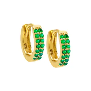 Colored Double Row Pavé Huggie Earring