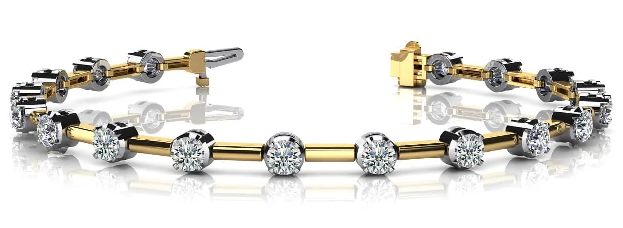Column Link Round Lab-Grown Diamond Bracelet with 2.00 ct.(finished) 3.0mm