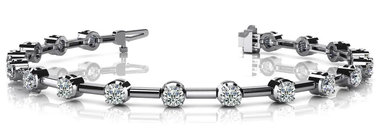 Column Link Round Lab-Grown Diamond Bracelet with 2.00 ct.(finished) 3.0mm