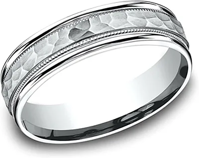 Comfort Fit Hammered Finish Wedding Band-6mm