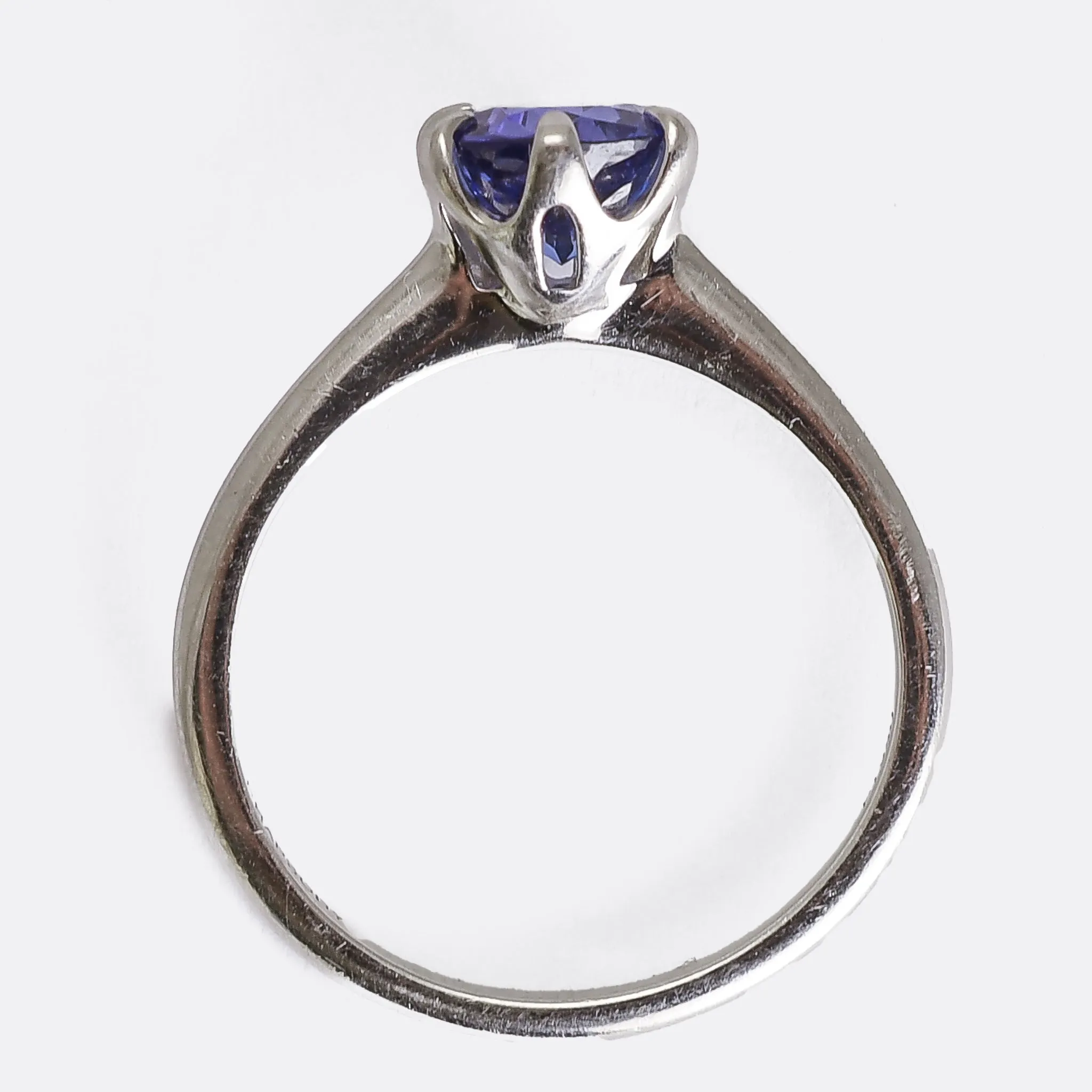 Contemporary Platinum 1ct Tanzanite Solitaire Ring