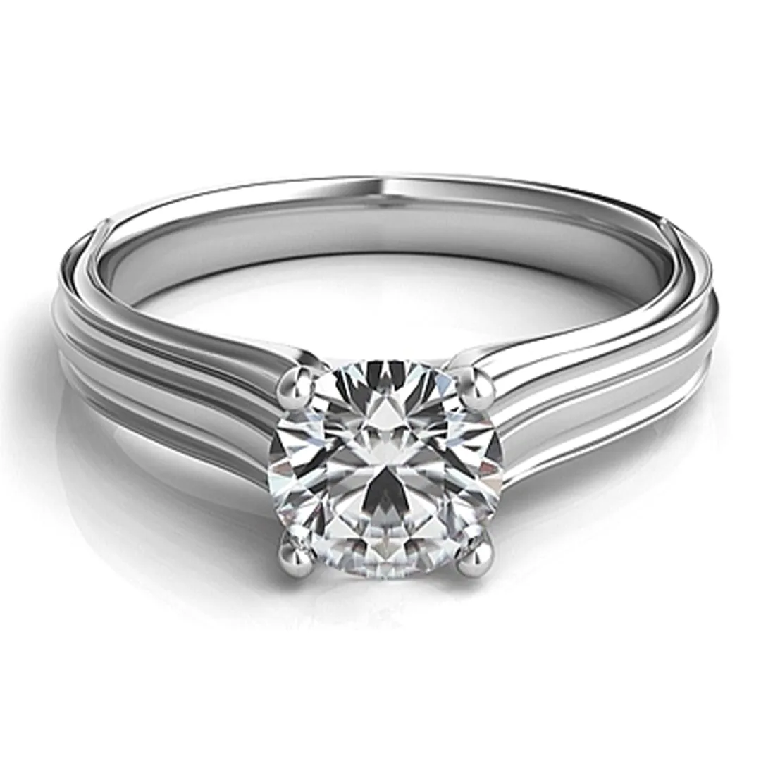 Contoure Engraved Diamond Solitaire Engagement Ring