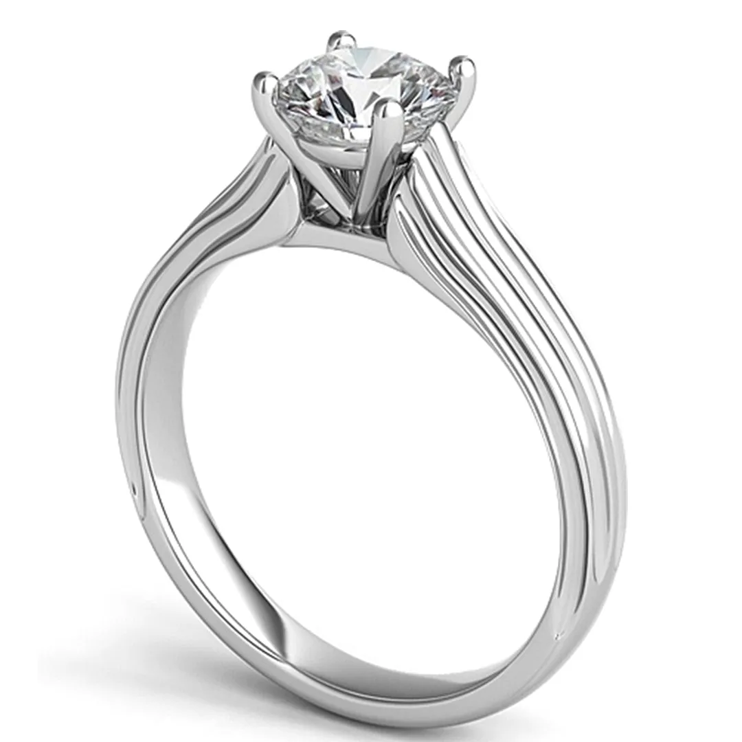Contoure Engraved Diamond Solitaire Engagement Ring