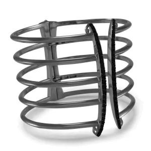 Corset Pavé Cuff 5 Bar - Black Ruthenium Vermeil   CZ Noir