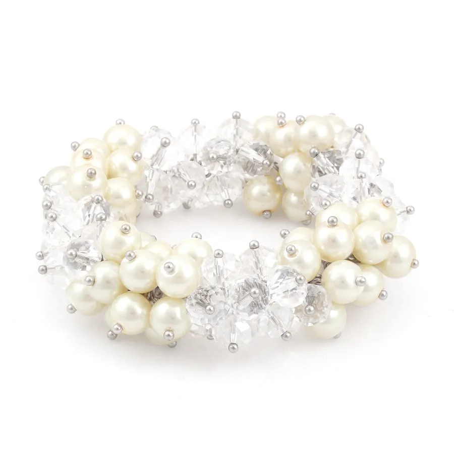 CREAM PEARL STRETCH BRACELETS #HNB21411 CREAM (TB11/B485)