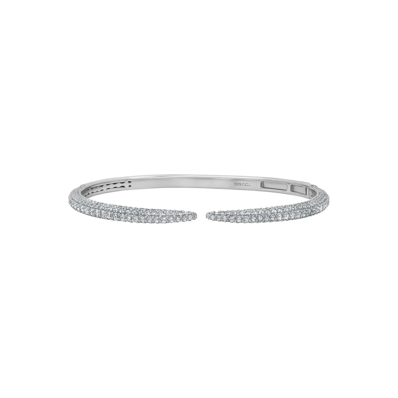 CRISLU Chamonix Pave Open Bangle Finished in Platinum