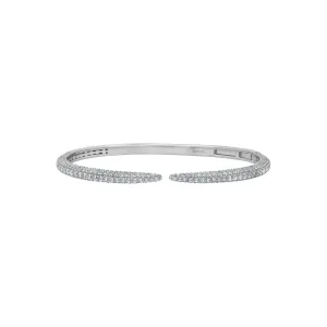CRISLU Chamonix Pave Open Bangle Finished in Platinum