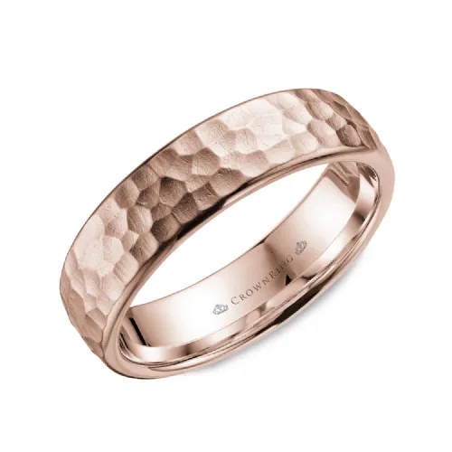 CrownRing (6mm) Gold Frosted Hammered Band (Rose, White, Yellow)