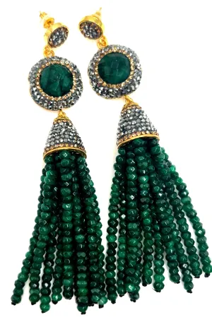 Crystal Tassel Gemstone Earrings