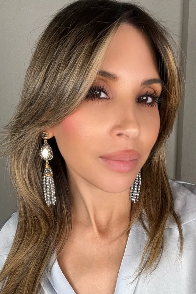 Crystal Tassel Gemstone Earrings