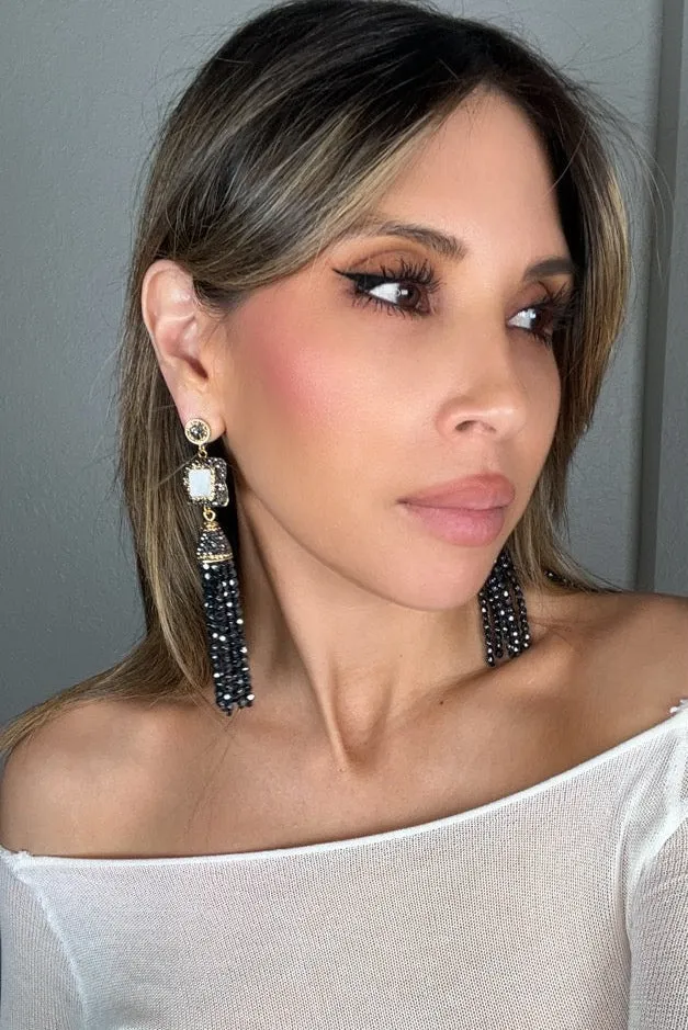 Crystal Tassel Gemstone Earrings