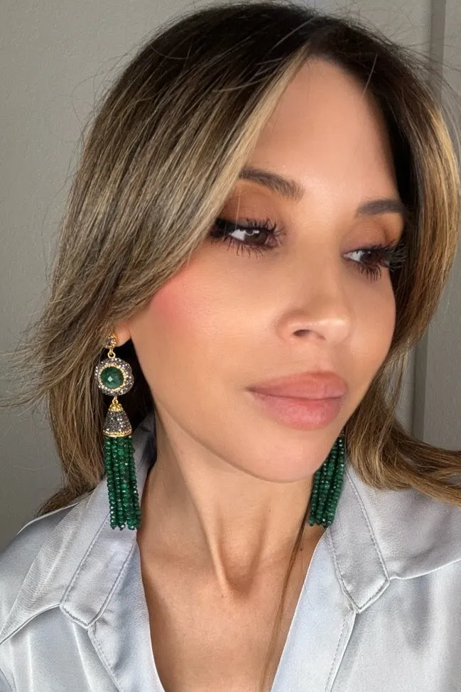Crystal Tassel Gemstone Earrings