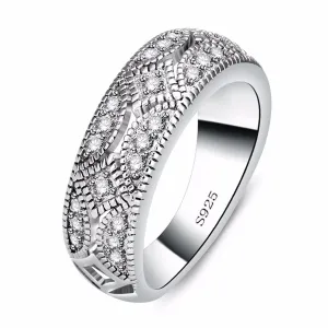 Cubic Zirconia & Silver-Plated Ring