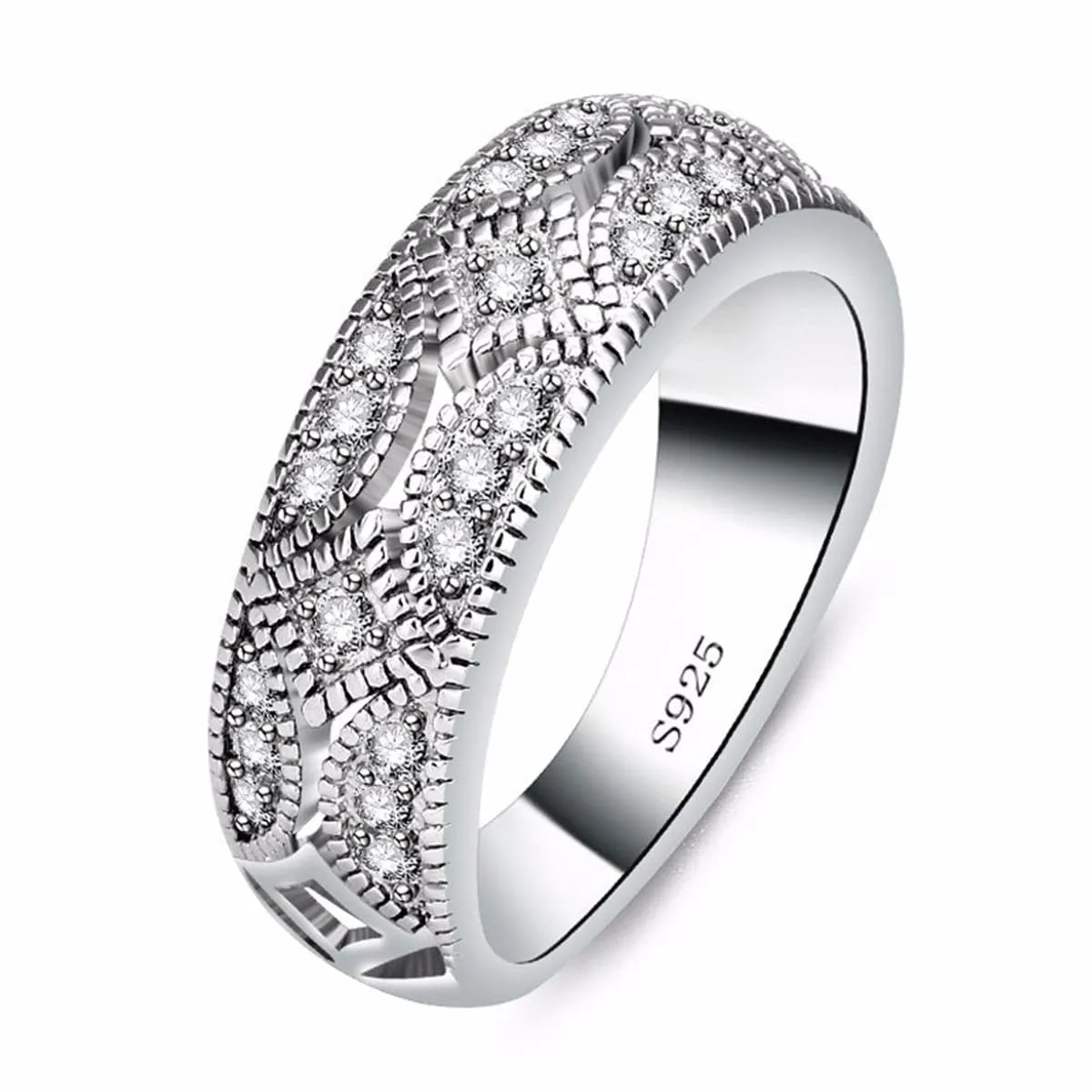 Cubic Zirconia & Silver-Plated Ring