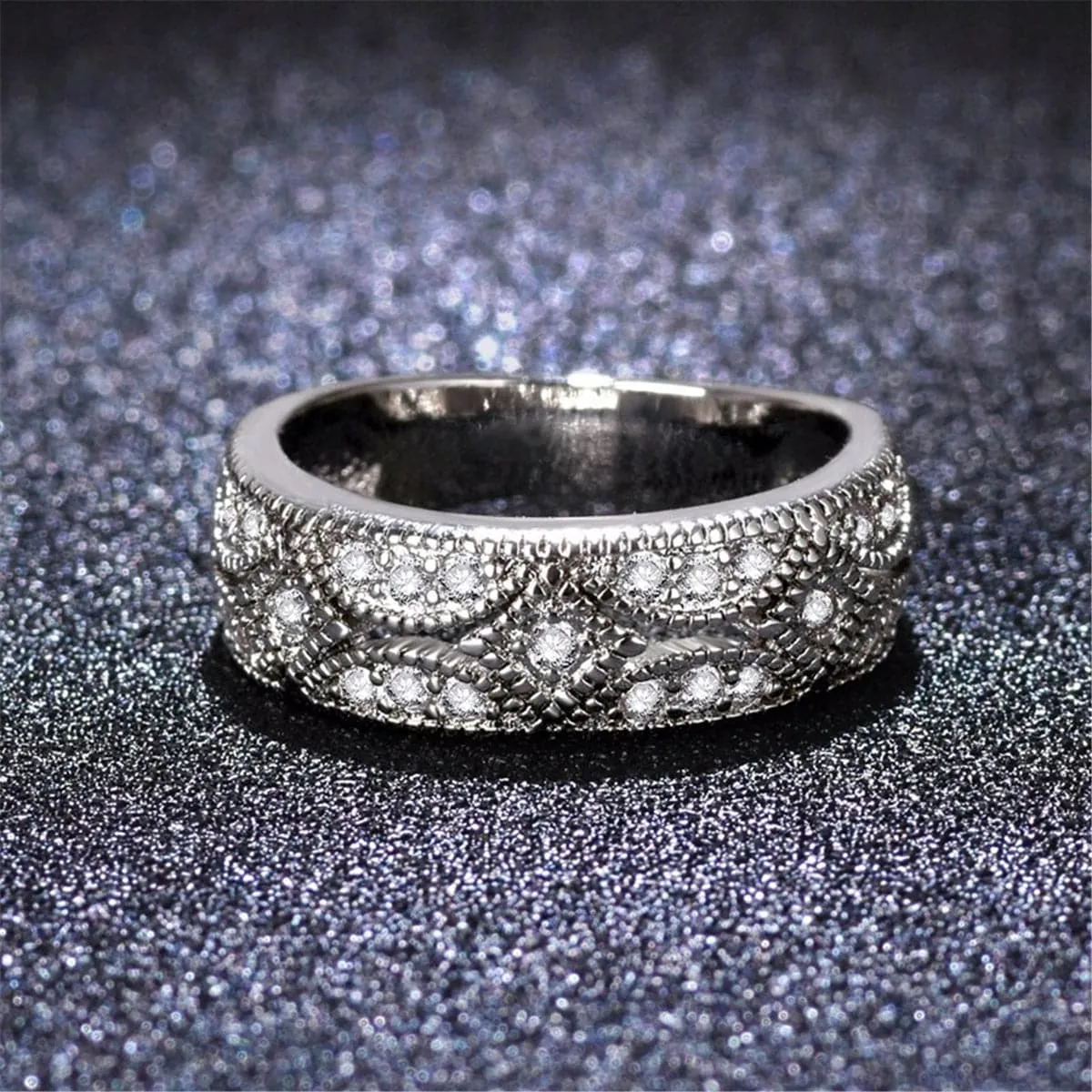 Cubic Zirconia & Silver-Plated Ring