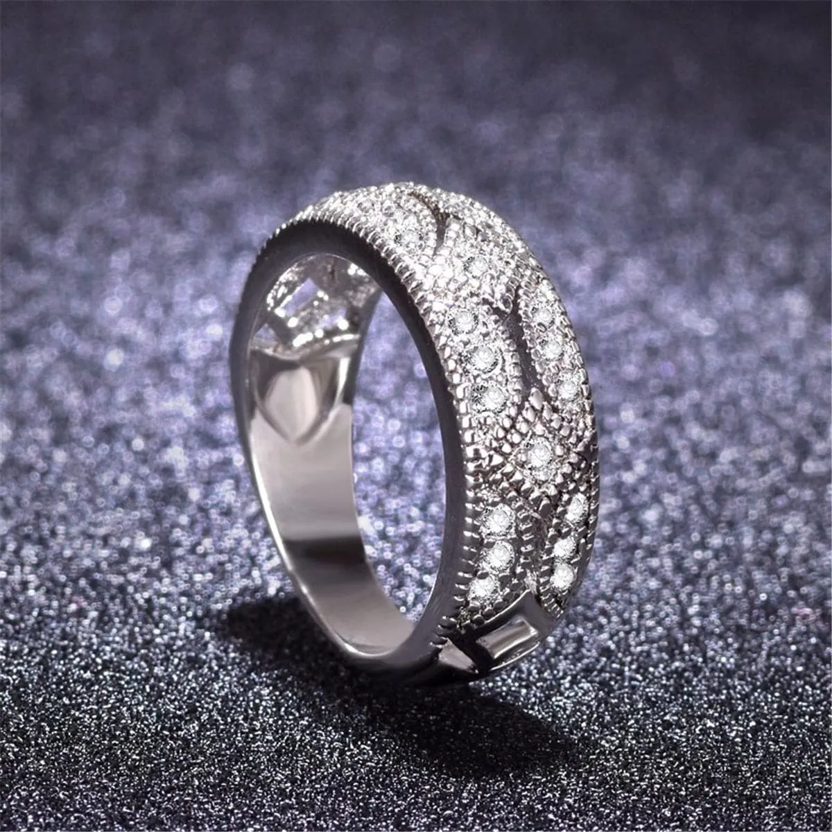 Cubic Zirconia & Silver-Plated Ring